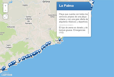 Imagen del Mapa de las Playas con Bandera Azul y  acceso adaptado en 2013